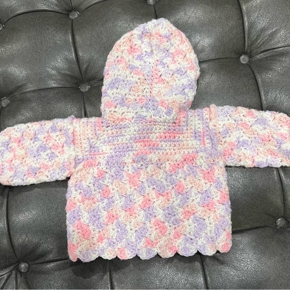 Handmade, Beautiful Hand Knit Baby Cardigan Sweater Coat - Picture 5 of 9